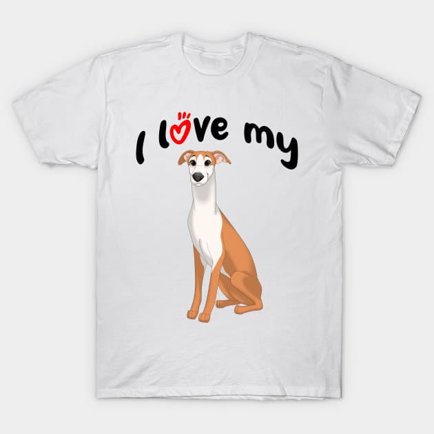 I Love My Red & White Whippet Dog T-Shirt by millersye